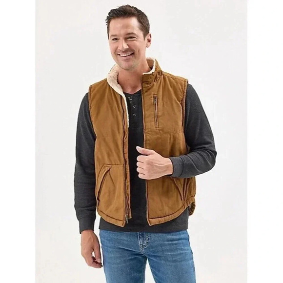 Sherpa Other - TAN LEE MEN'S SHERPA LINED CANVAS VEST XXL FLEECE WORKWEAR